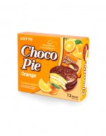Пирожное в шоколадной глазури "Lotte Choco Pie" с апельсиновым вкусом. сладости