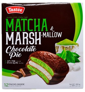 Печенье бисквитное "Matcha Marshmellow Chocolate Pie" со вкусом зеленого чая, 300гр.category.Aziatskie-produkty-pitaniya